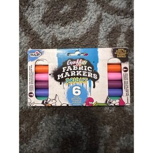 Tulip Graffiti Fabric Markers Bright 6 Dual Tip Chisel Bullet Pens Art Craft
